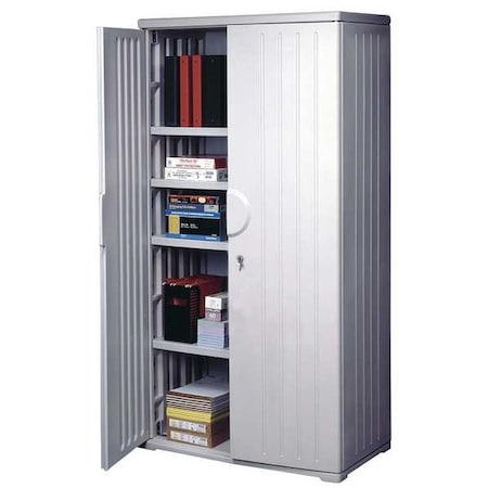 Rough n Ready Storage Cabinet, Platinum Granite, HDPE, 4 Shelves, 36 in W x 22 in D x 72 in H MPN:92573