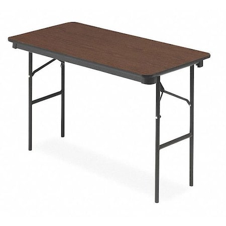 IndestrucTable Commercial Folding Table, Walnut Top, Charcoal Frame, 24 in W x 48 in L x 29 in H MPN:55404