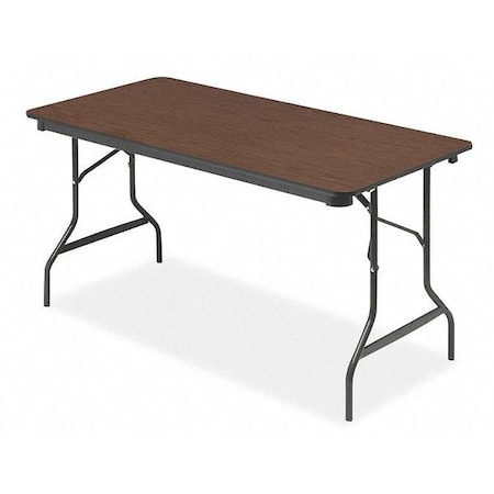 Folding Table, Walnut Wood Laminate Top, Charcoal Frame, 30 in W x 60 in L x 29 in H MPN:55414