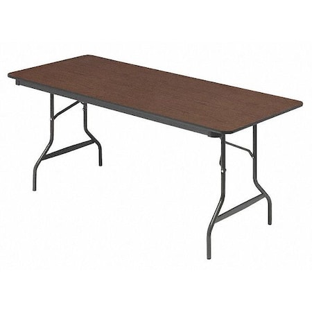 OfficeWorks Commercial Folding Table, Walnut Top, Charcoal Frame, 30 in W x 72 in L x 29 in H MPN:55424
