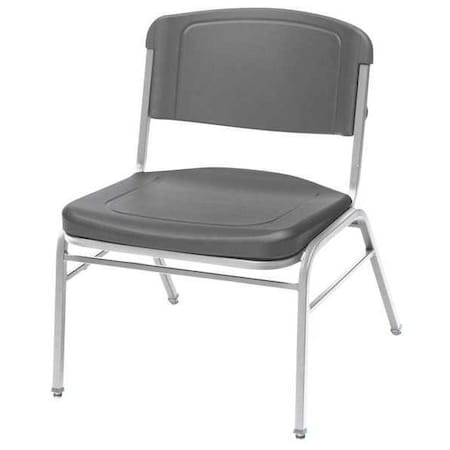 Rough n Ready Big and Tall Stack Chair, Charcoal Seat and Back, Silver Frame, Up to 500lbs, 4 PK MPN:64127