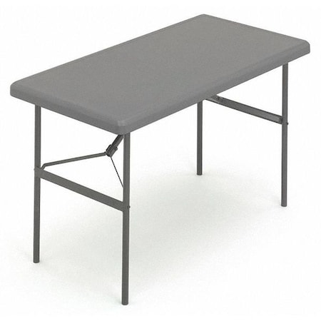 IndestrucTable Commercial Folding Table, Charcoal Top and Frame, 24 in W x 48 in L x 29 in H MPN:65507