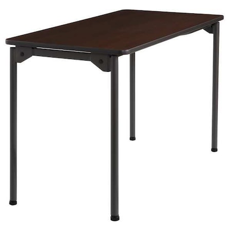 Maxx Legroom Folding Table, Walnut Top, Charcoal Frame, 24 in W x 48 in L x 29.5 in H MPN:65804