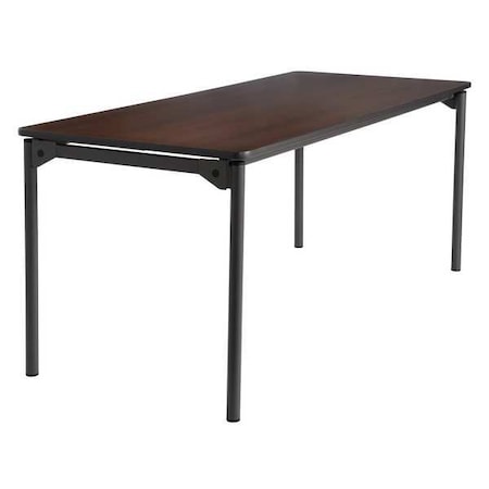 Maxx Legroom Folding Table, Walnut Top, Charcoal Frame, 30 in W x 72 in L x 29.5 in H MPN:65824