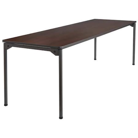 Maxx Legroom Folding Table, Walnut Top, Charcoal Frame, 30 in W x 96 in L x 29.5 in H MPN:65834
