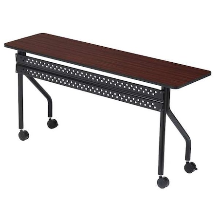 OfficeWorks Mobile Training Table, Mahogany Top, Black Frame, 18 in W x 60 in L MPN:68058
