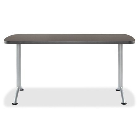 ARC Oval Table, Walnut Top, Silver Steel Frame, 30 in W x 60 in L MPN:69215