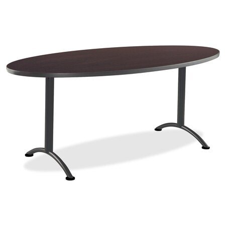 ARC Oval Table, Walnut Top, Grey Steel Frame, 36 in W x 72 in L MPN:69424