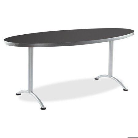 ARC Oval Table, Graphite Top, Silver Steel Frame, 36 in W x 72 in L MPN:69427