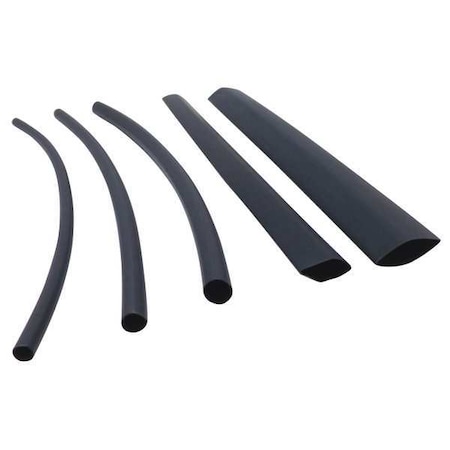 Heat Shrink Tube, Thin Wall, 2:1 I.D. Shrink Ratio, 0.268 in I.D. Before Shrinking, Black, 500 ft MPN:46-318