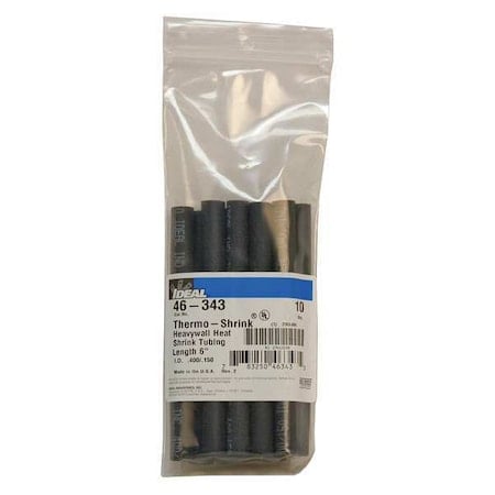 Adhesive Lined Heat Shrink Tube, Heavy Wall, 3:1 I.D. Shrink Ratio, 0.4 in I.D. Before Shrinking, 10 PK MPN:46-343