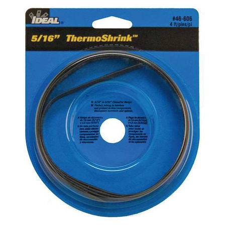 Heat Shrink Tube, Thin Wall, 2:1 I.D. Shrink Ratio, 0.35 in I.D. Before Shrinking, Black, 4 ft MPN:46-606