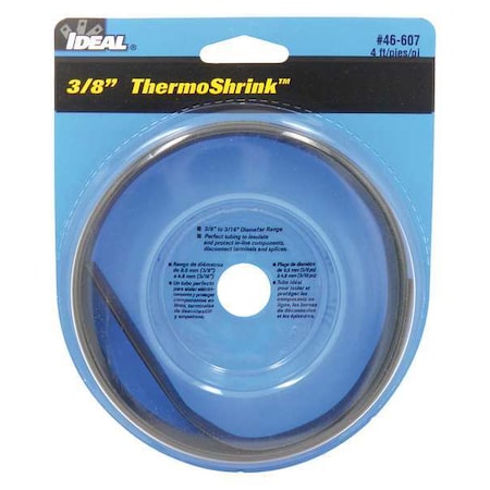 Heat Shrink Tube, Thin Wall, 2:1 I.D. Shrink Ratio, 0.42 in I.D. Before Shrinking, Black, 4 ft MPN:46-607
