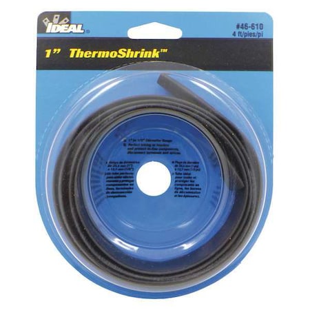 Heat Shrink Tube, Thin Wall, 2:1 I.D. Shrink Ratio, 1.04 in I.D. Before Shrinking, Black, 4 ft MPN:46-610