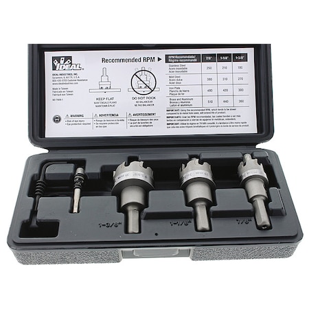 HoleCutterKit, 4pcs, Sizes:0.875