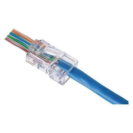 Modular Plug, Unshielded, CAT 5e, Clear, Pass-Through End Termination, 50 PK MPN:85-371