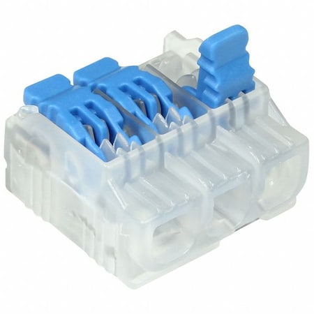 Lever Wire Connector, 12 AWG Max, 3 Port, Blue, Polycarbonate Insulation, 600 V, 20 A, 100 PK MPN:30-10L23