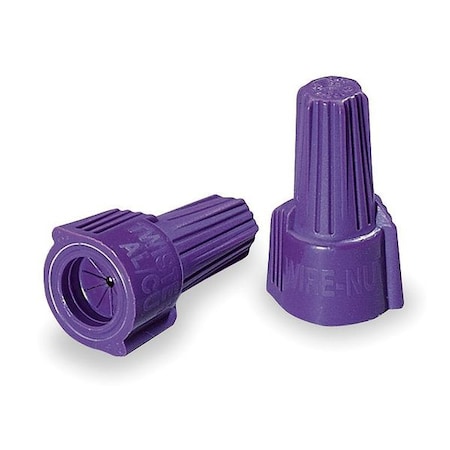 Twist-On Wire Connector, 10 AWG Max, Purple, Polypropylene Insulation, 600 V, 25 PK MPN:30-165