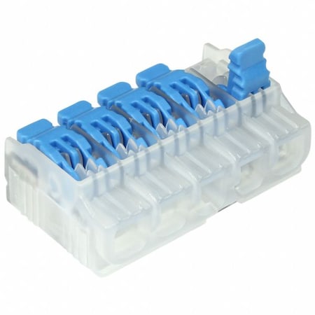 Lever Wire Connector, 12 AWG Max, 5 Port, Blue, Polycarbonate Insulation, 600 V, 20 A, 200 PK MPN:30-20L25J