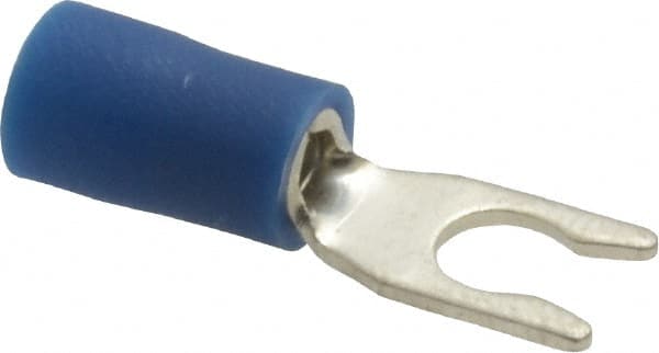 #6 Stud, 16 to 14 AWG Compatible, Partially Insulated, Crimp Connection, Locking Fork Terminal MPN:83-7051 #6 Stud, 16 to 14 AWG Compatible, Partially Insulated, Crimp Connection, Locking Fork Terminal MPN:83-7051