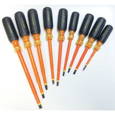 Insulated Screwdriver Set, Slotted/Phillips, Square, 9 pcs MPN:35-9103