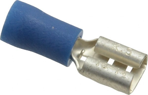 Wire Disconnect: Female, Blue, Vinyl, 16-14 AWG, 1/4