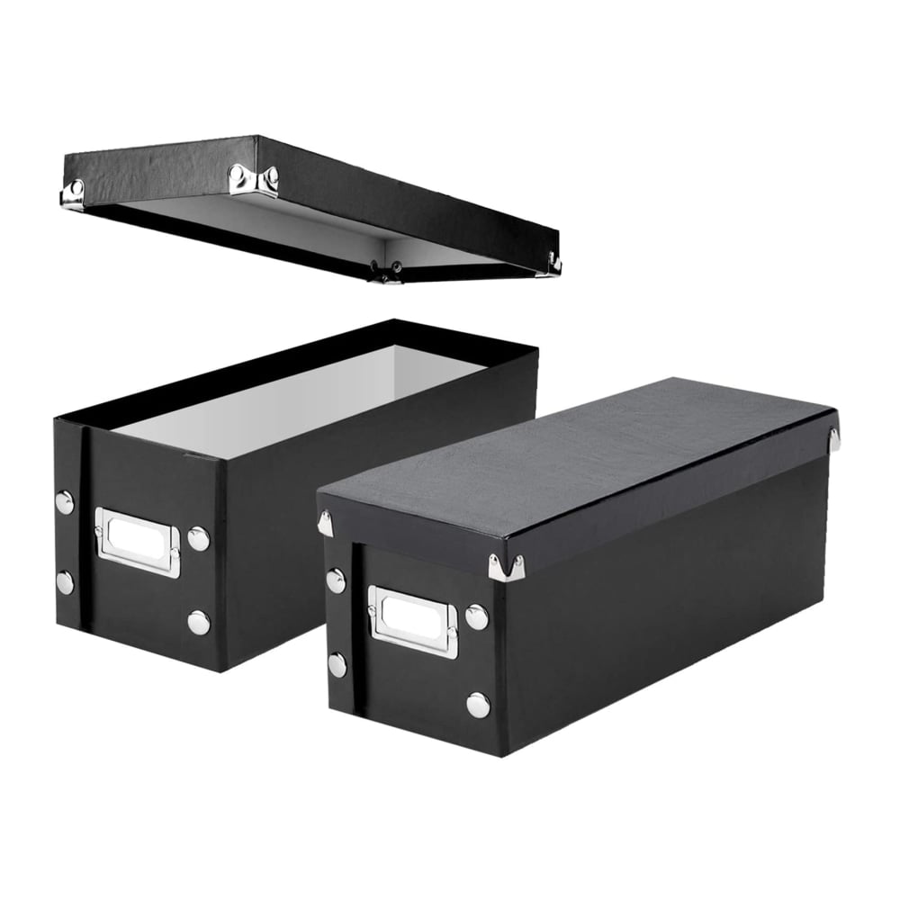 Ideastream Snap-N-Store Cardboard CD Storage Box, 2-3/4in x 6in x 14-1/4in, Black, Pack Of 2 Boxes MPN:SNS01617
