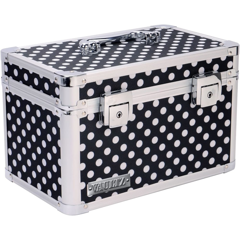 Vaultz Divided Storage Box, 12-5/8inH x 7-5/8inW x 8-13/16inD, Polka Dots MPN:VZ03996