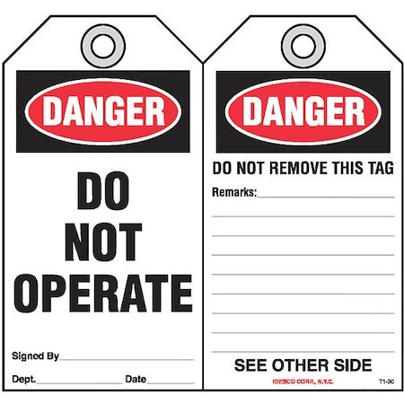 Do Not Operate Safety Tag, PK10 MPN:KAT130AC