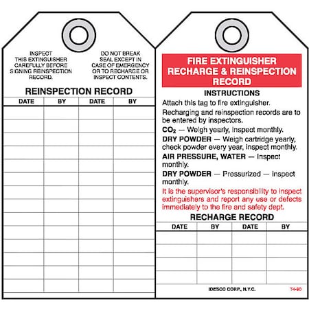 Fire Extinguisher Safety Tag, PK10 MPN:KAT490AC