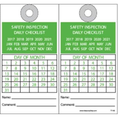 Equipment Daily Inspection Tag, PK10 MPN:KAT765AC