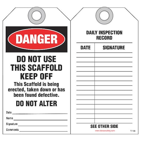 Scaffold Do not Use Safety Tag, PK10 MPN:KAT766AC