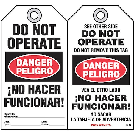 No Hacer Funcionar Safety Tag, PK10 MPN:KAT816AC