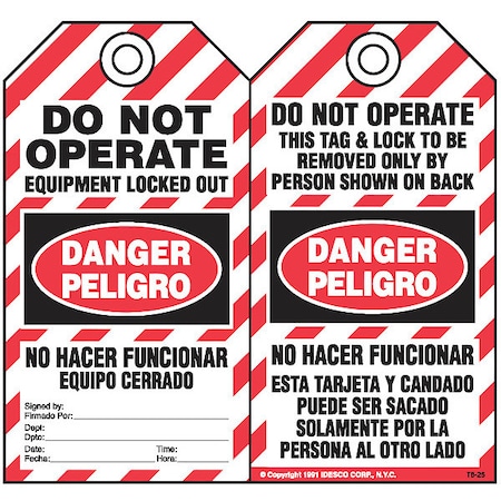 No Hacer Funcionar Safety Tag, PK10 MPN:KAT825AC