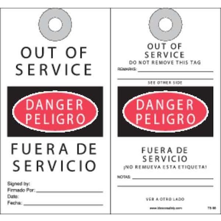 Fuera De Servicio Safety Tag, PK10 MPN:KAT898AC