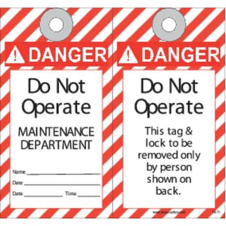 Maintenance Department Safety Tag, PK10 MPN:KAT971AC