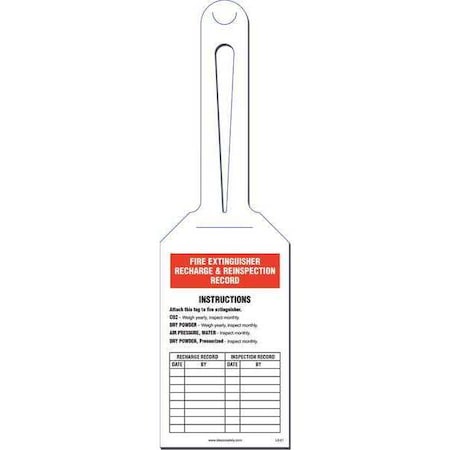 Fire Extinguisher Loop Safety Tag, PK10 MPN:KML601A
