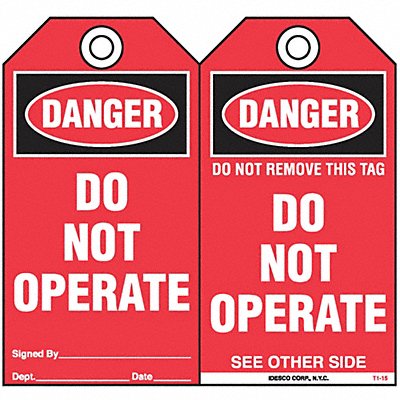 Do Not Operate Safety Tag PK10 MPN:KAT115AC