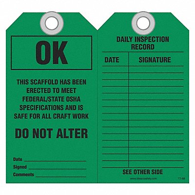 Scaffold Ok to Use Safety Tag PK10 MPN:KAT768AC