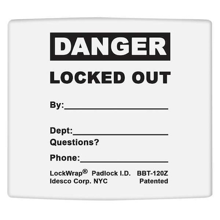Padlock Label, 2-1/8inHx 1-1/2inW, PK25, LMBBT125AAC MPN:LMBBT125AAC