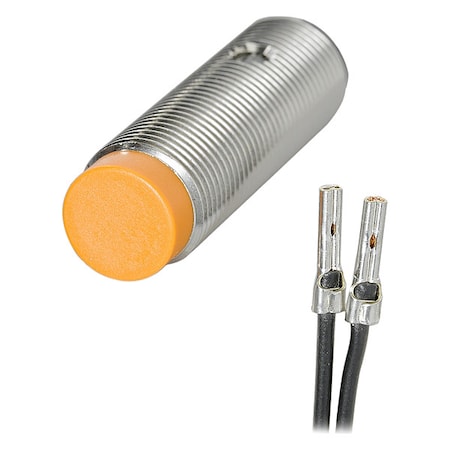 Cylindrical, Inductive Proximity Sensor, 12 mm Dia., Brass, 2 m, Bare Wire, 2 Wires, Unshielded MPN:IF5719