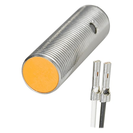 Cylindrical, Inductive Proximity Sensor, 12 mm Dia., Brass/PC, 2 m, Bare Wire, 2 Wires, Shielded MPN:IF5720