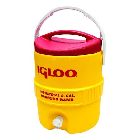 2 gal Beverage Cooler/Dispenser, 11-1/2 in Dia, Up to 1 Day Ice Retention, Red/Yellow MPN:421