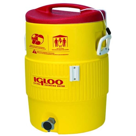 5 gal Ultratherm Beverage Dispenser Cooler, 20-11/32 in Exterior H, Plastic, Red/Yellow MPN:48153