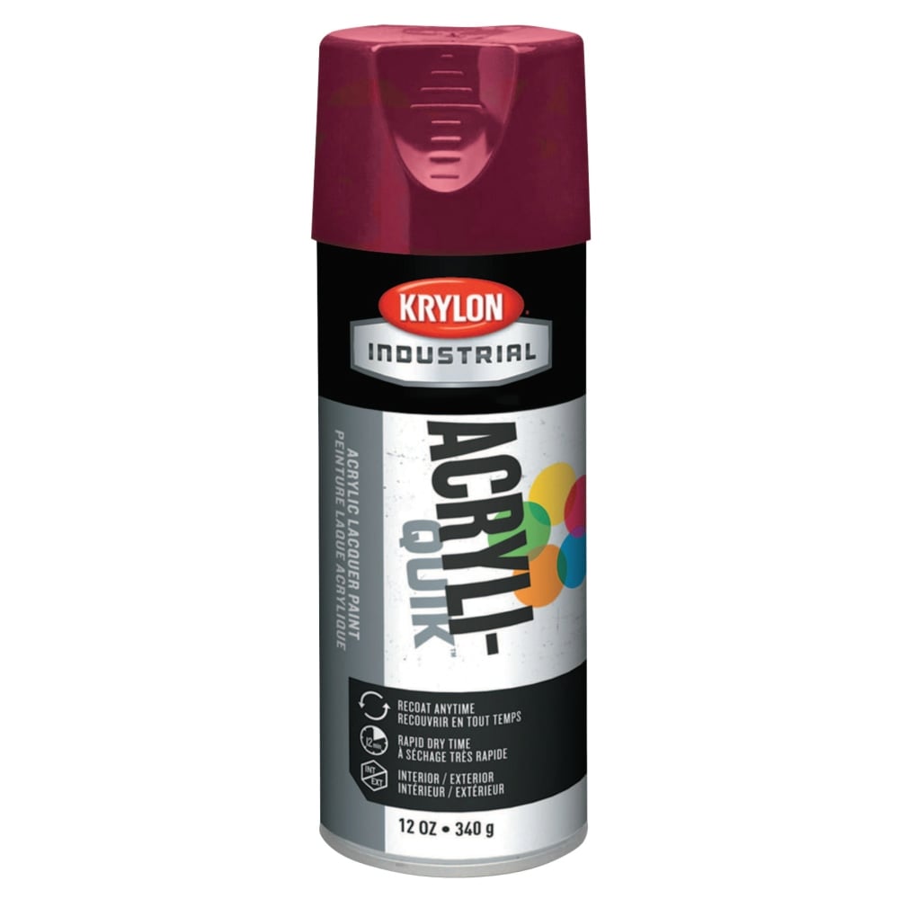 Krylon Interior/Exterior Industrial Maintenance Paint, 12 Oz Aerosol Can, Cherry Red, Pack of 6 Cans MPN:K02101A07