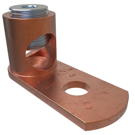 One-Hole Compression Lug, 250 kcmil Max, 3/8 in Stud, Standard Barrel, Copper, None MPN:CP-250-EC