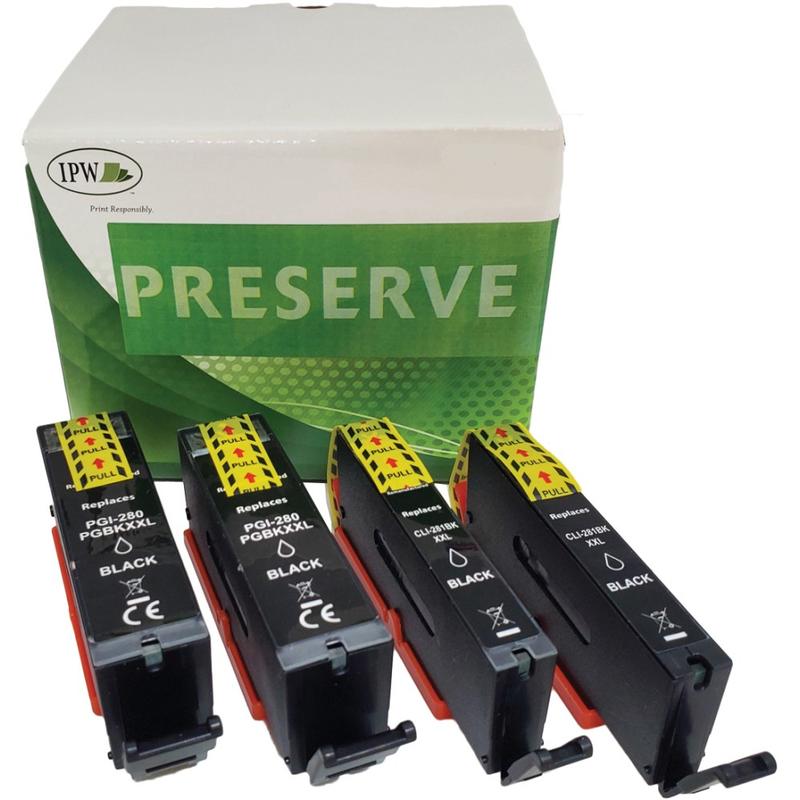 IPW Preserve Remanufactured Black Extra-High-Yield Ink Cartridge Replacement For Canon 280XXL, 281XXL, Pack Of 4 MPN:140-C80-ODP