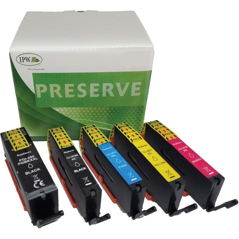 IPW Preserve Remanufactured Black; Photo Black; Cyan; Magenta; Yellow Extra-High-Yield Ink Cartridge Replacement For Canon 280, 281XXL, Pack Of 5 MPN:140-C81-ODP