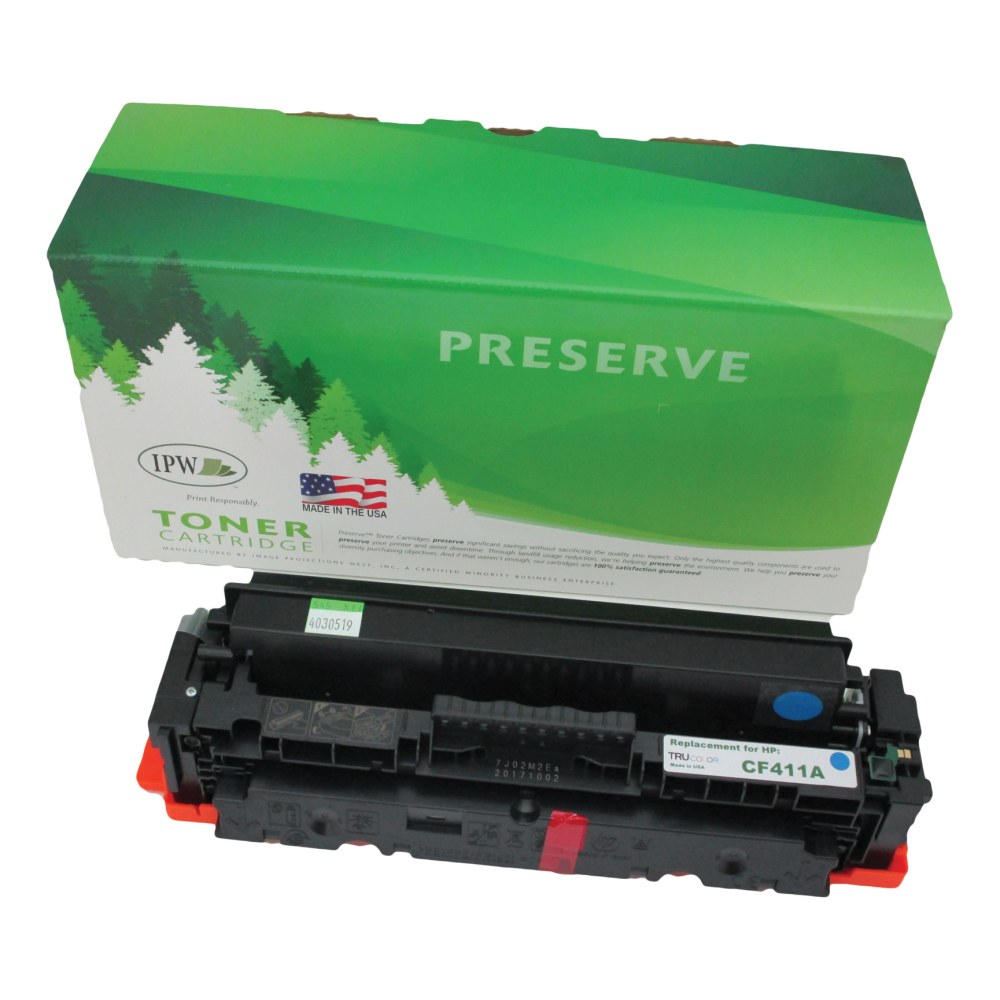 IPW Preserve Remanufactured Cyan Toner Cartridge Replacement For HP 410A, CF411A, 545-A11-ODP MPN:545-A11-ODP