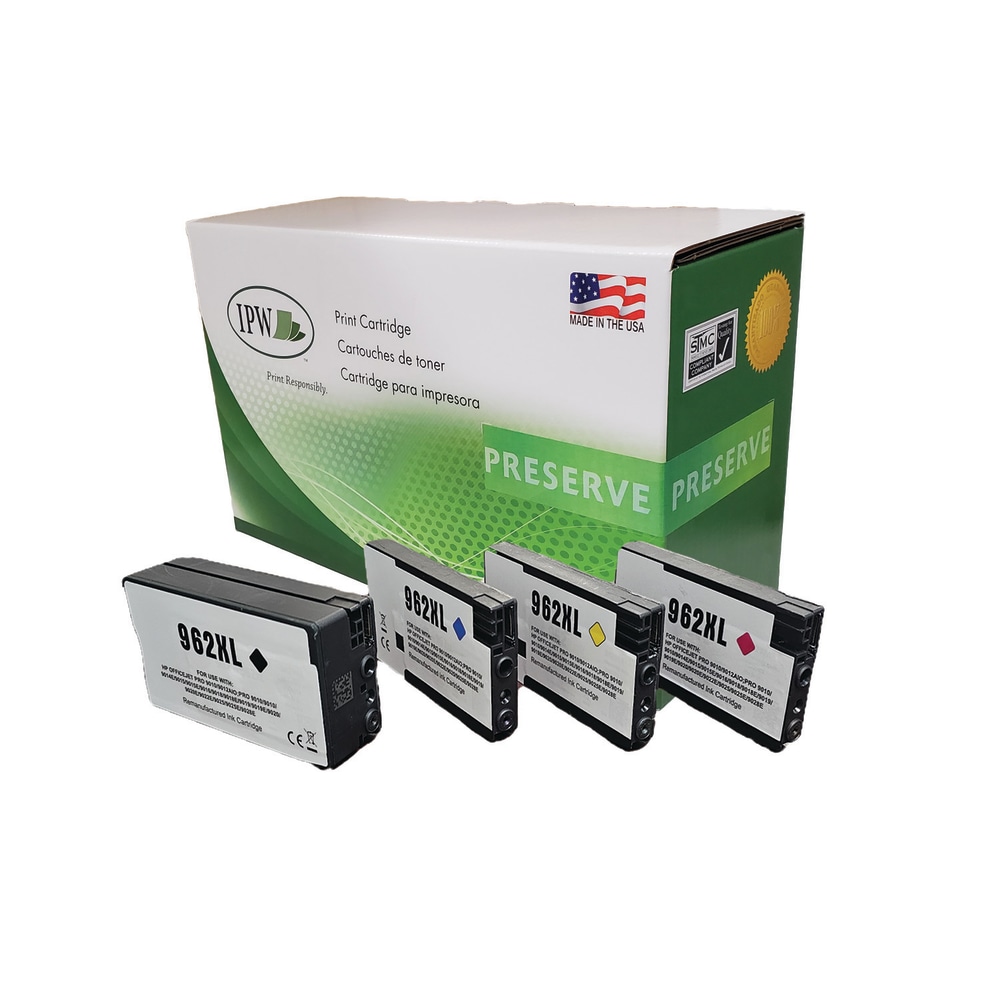 IPW Preserve 140-962-ODP Remanufactured HP 962XL High-Yield 4-Pack, XL Black, XL Cyan, XL Yellow & XL Magenta, Replacement - 140962ODP MPN:140-962-ODP